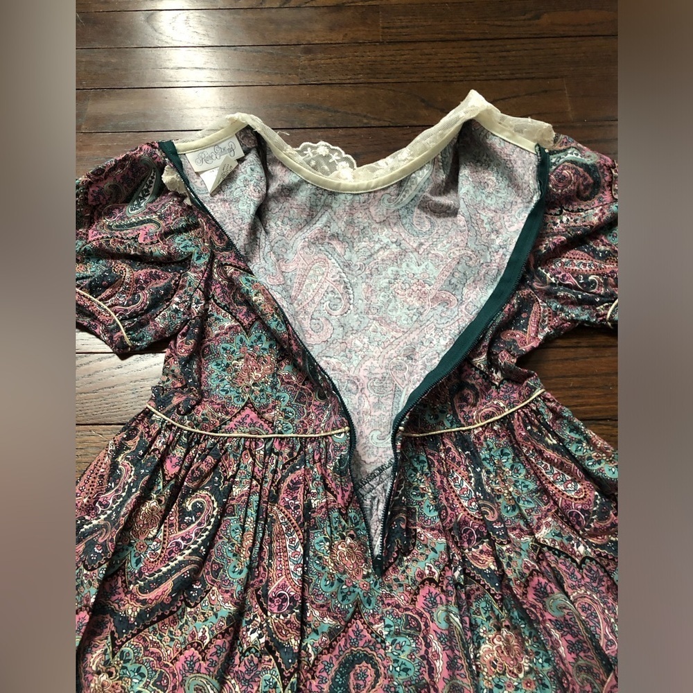 *VGUC* Rare Editions Girls 7 Vintage Purple Paisley Short-Sleeved A-Line Dress - Picture 14 of 15